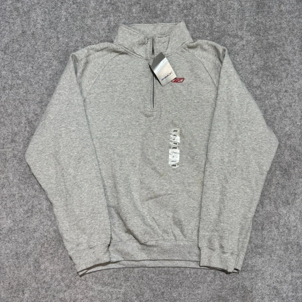 Reebok Mens Quarter Zip Pullover Sweatshirt Heather Gray RBLK111704 Large NWT